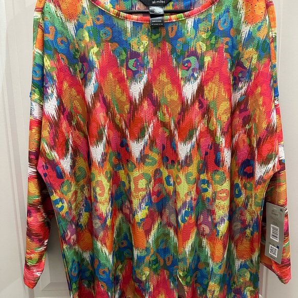 NWT Ali Miles Women's Colorful artsy boho Abstract Blouse XL - Picture 2 of 9